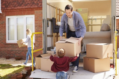 Man and van van loading boxes for a local Cranford move