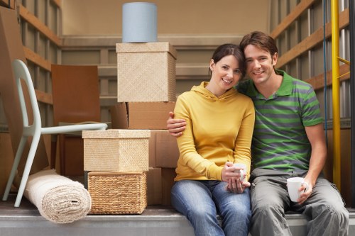 Local moving team handling furniture near Cranford homes